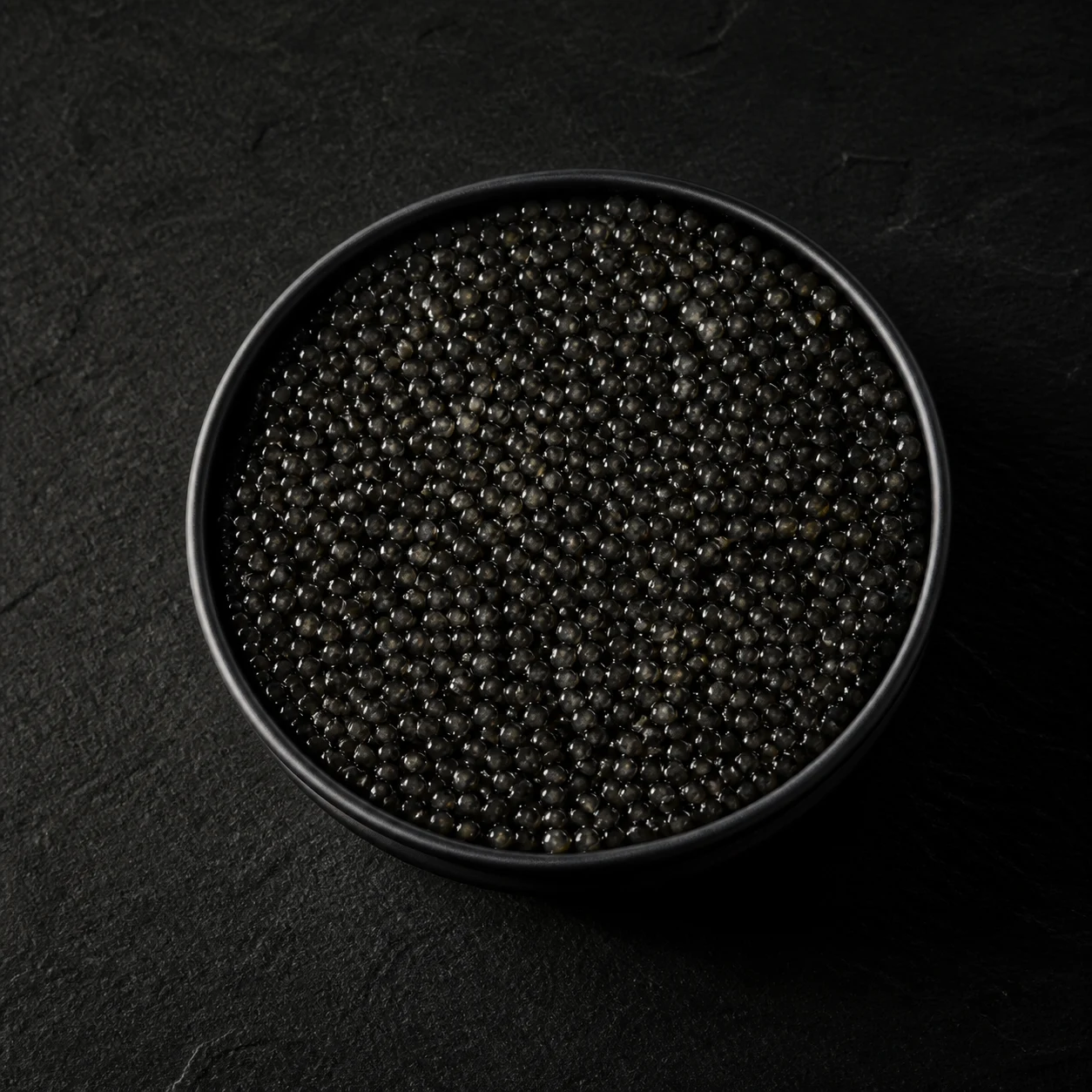 Open tin of wild American Hackleback caviar